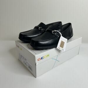 Geox Loafer Mens 40 US 6.5 Double Fit Cushion Black Breathable Leather Buckle